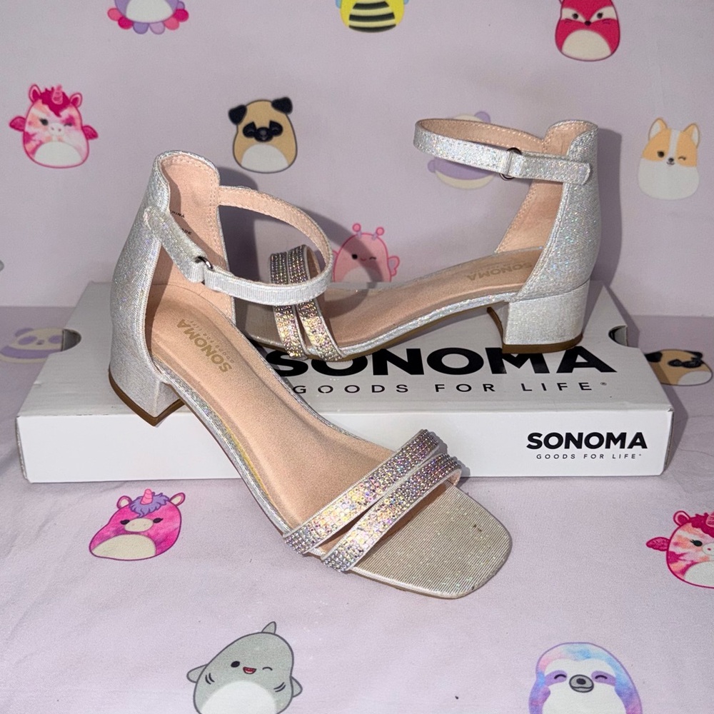 Sonoma Girl's Silver Glitter Rhinestone Heels /Size 1